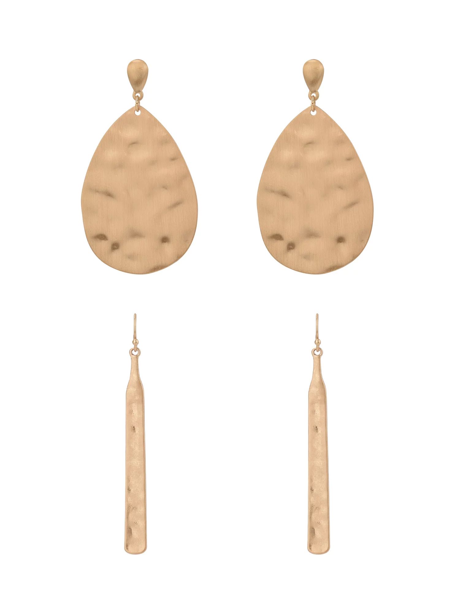 The Pioneer Woman Hammered Gold Duo Drop Earrings | Walmart (US)
