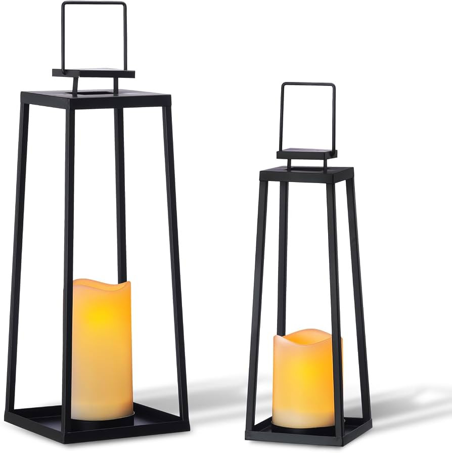 BAYN Solar Lantern Decorative Outdoor Lights Set of 2 (18\u2019\u2019 & 15\u2019\u2019) | Amazon (US)