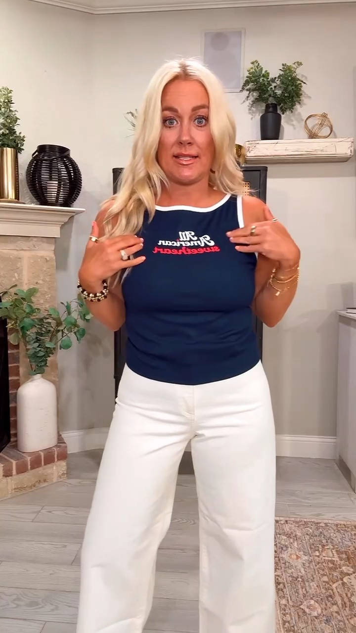 Another July fourth outfit! Love these hats too. July fourth outfit inspo Tank - size small White jeans - true to size


#LTKStyleTip #LTKSeasonal #LTKFindsUnder50