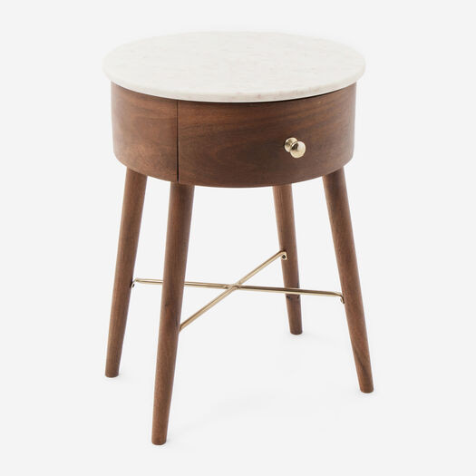 White Marble Top Bedside Table 61x43cm | TK Maxx