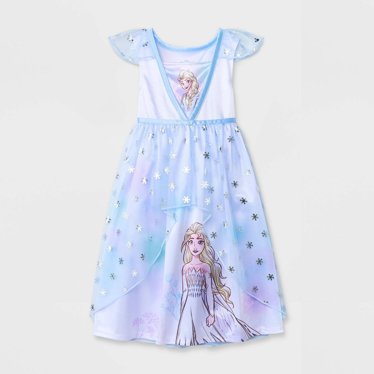Toddler Girls' Frozen Elsa NightGown Pajama - Blue/White | Target