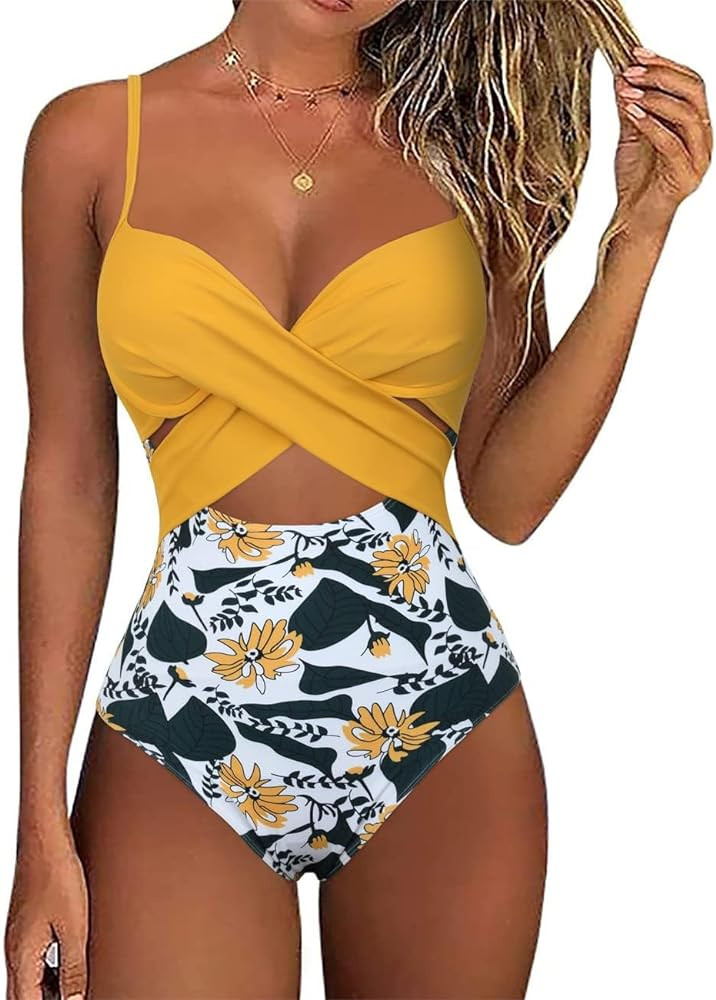 Hilor Women's Underwire Swimsuits Sexy Cutout One Piece Bathing Suits Wrap Twist Push Up Monokini... | Amazon (US)