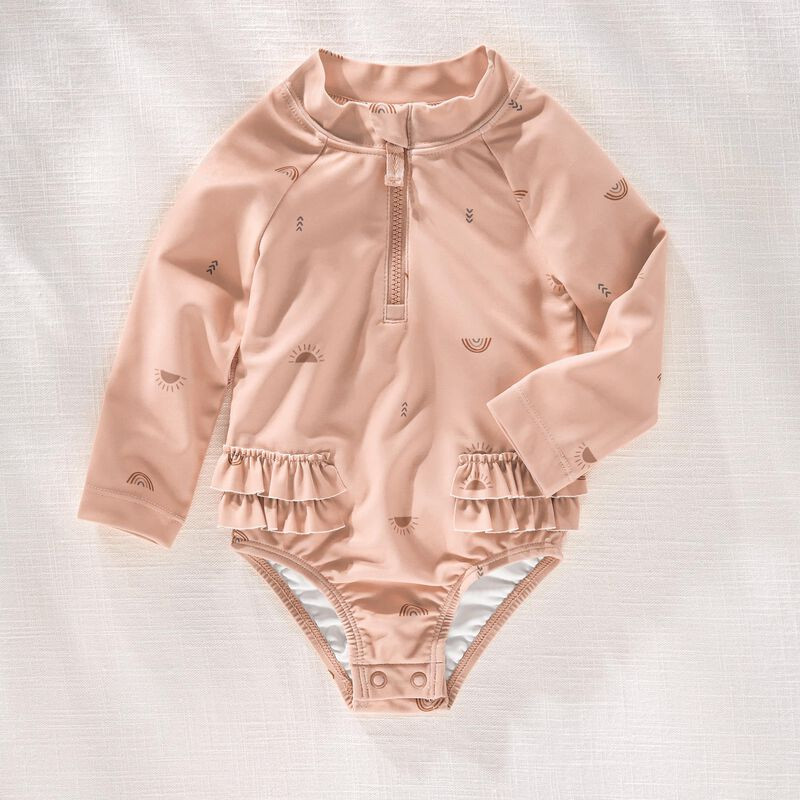 Baby Hilary Duff Rays And Rainbows Ruffle 1-Piece Rashguard | Carter's