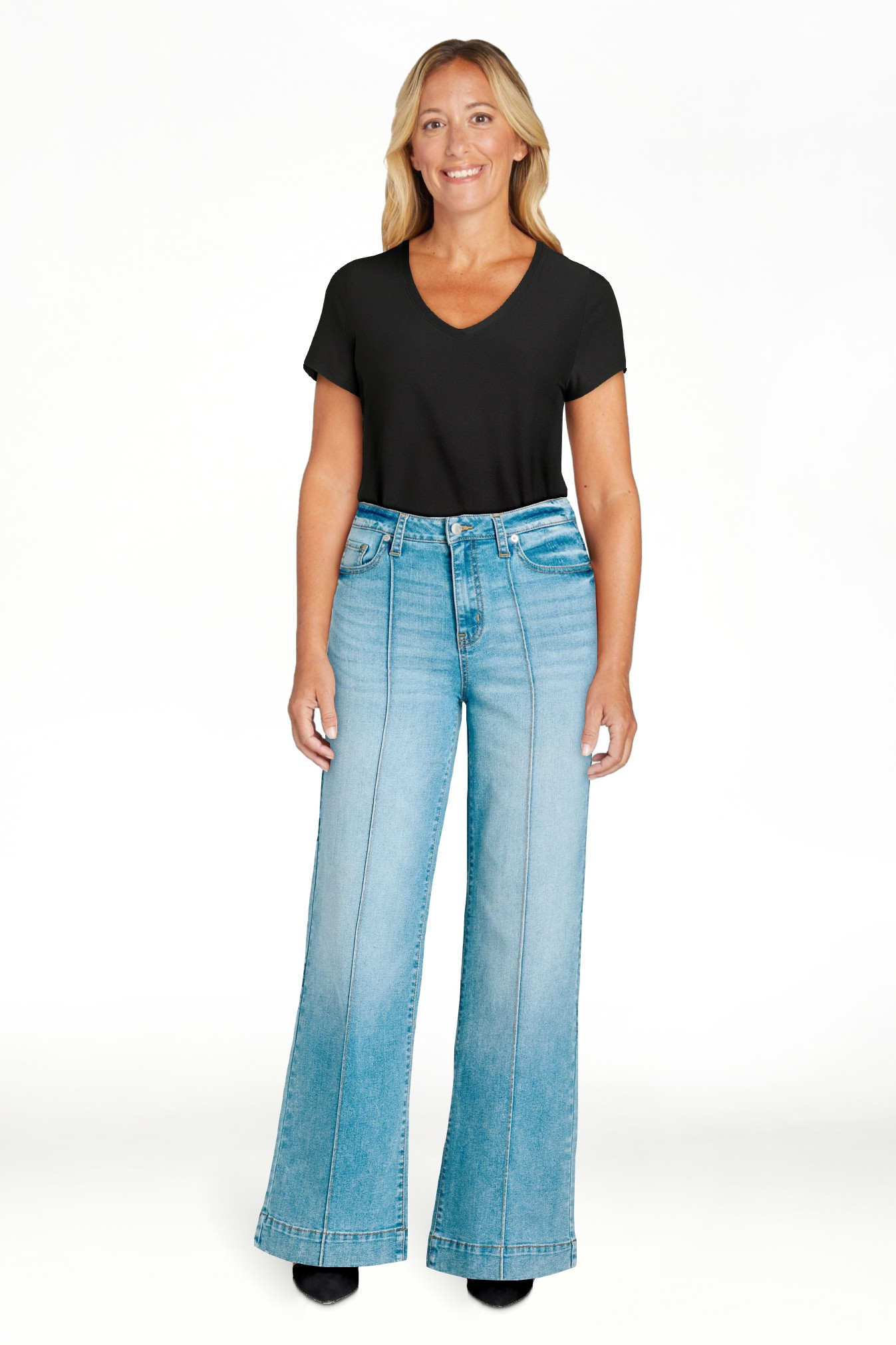 Time and Tru Women's High Rise Wide Leg Jeans, 31" Inseam, Sizes 2-20 | Walmart (US)