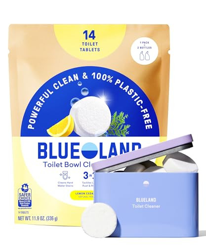 BLUELAND Toilet Bowl Cleaner Tablets, Starter Set, 14 Count with Tin, Lemon Cedar, Plastic-Free, No Harsh Chemicals, Plant-Based | Amazon (US)
