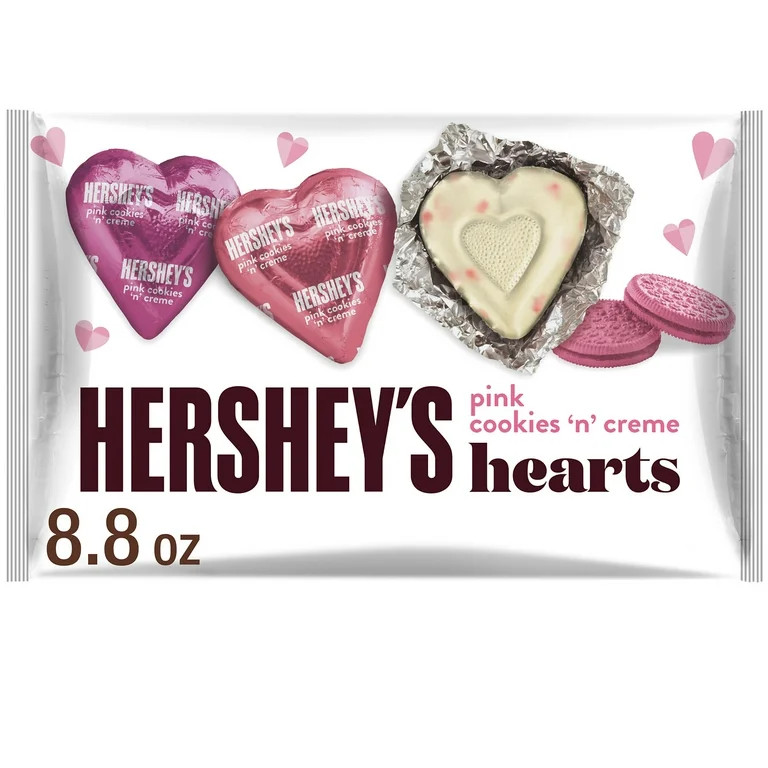 Hershey's Pink Cookies 'n' Creme Hearts Valentine's Candy, Bag 8.8 oz | Walmart (US)