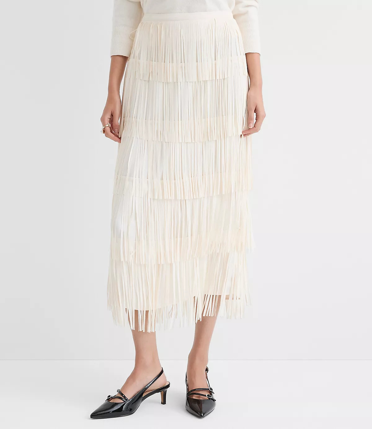 Fringe Midi Skirt | LOFT