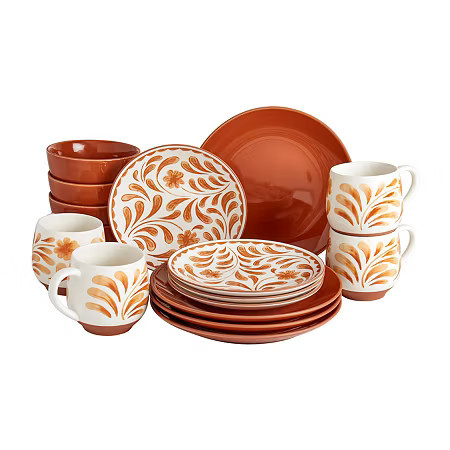 Jenny Martinez 16-pc. Stoneware Dinnerware Set, One Size, Brown | JCPenney