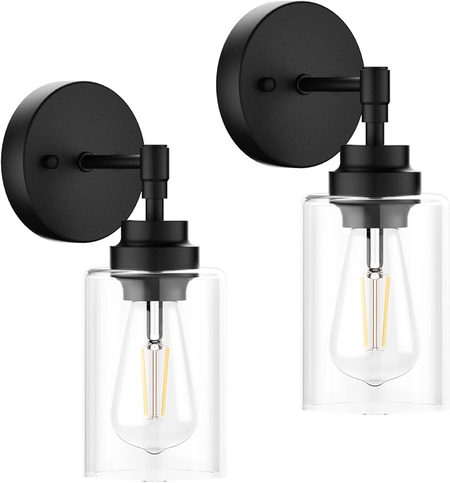 Aoceley Wall Sconces Set of Two, Black 1 Light Wall Sconce, Modern Wall Light Fixtures, Farmhouse... | Amazon (CA)