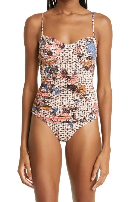 Ulla Johnson Bahia Floral Print Underwire One-Piece Swimsuit in Jasmine at Nordstrom, Size Large | Nordstrom