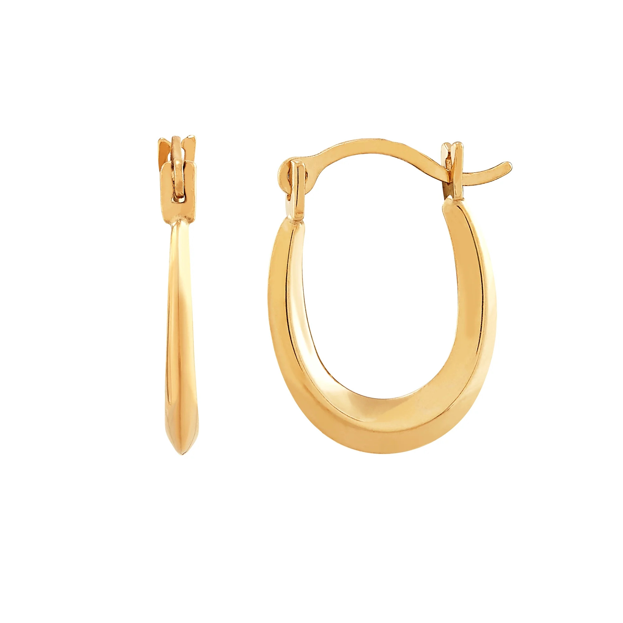 Brilliance Fine Jewelry 10K Yellow Gold Small Plain Hollow Oval Hoops Earrings | Walmart (US)