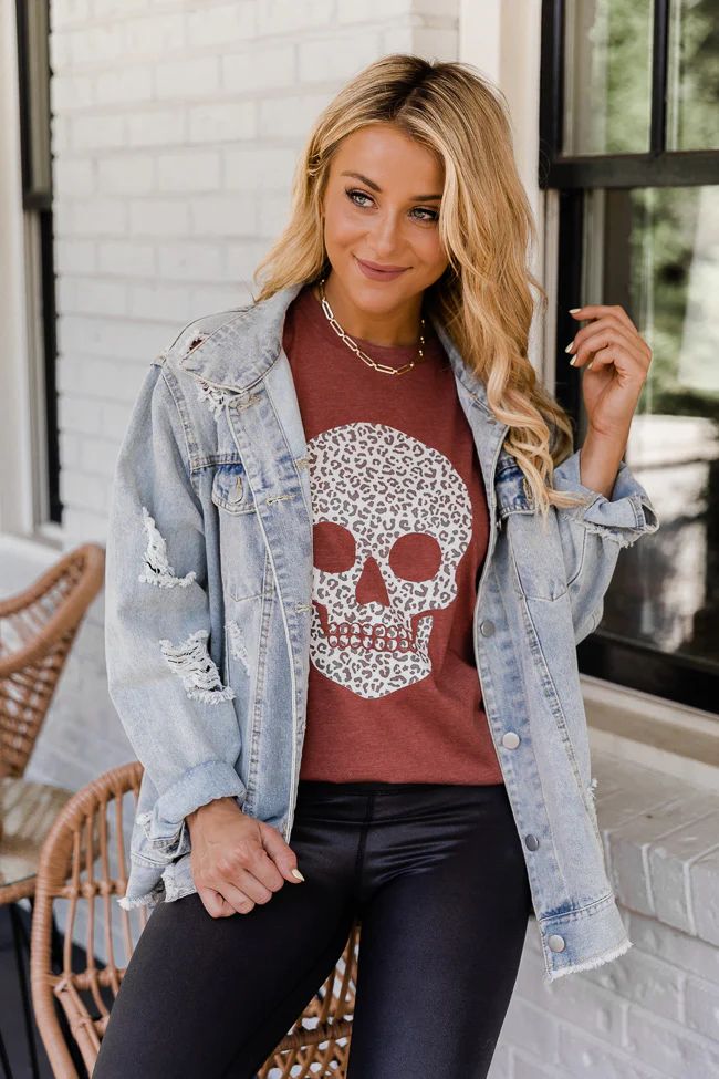 Animal Print Skull Rust Graphic Tee | The Pink Lily Boutique
