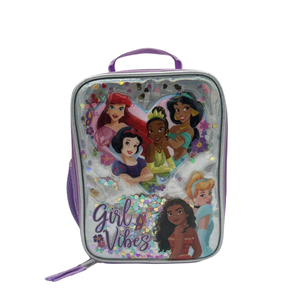 Disney Princess Vibes Kids Insulated Reusable Lunch Bag with Mesh Water Bottle Pocket and Handle | Walmart (US)