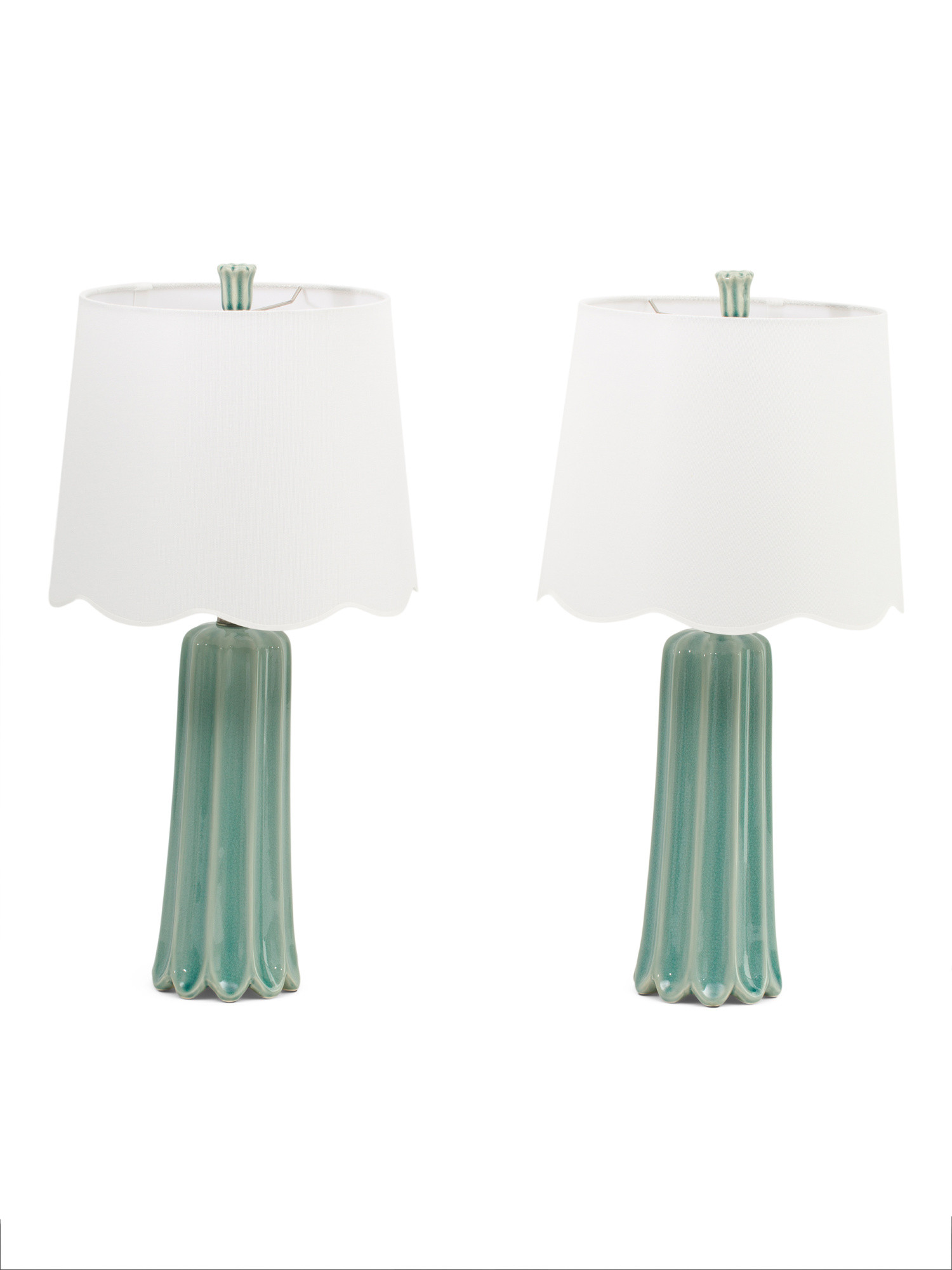Set Of 2 23.75in Ceramic Table Lamps With Scalloped Shades | Home | Marshalls | Marshalls