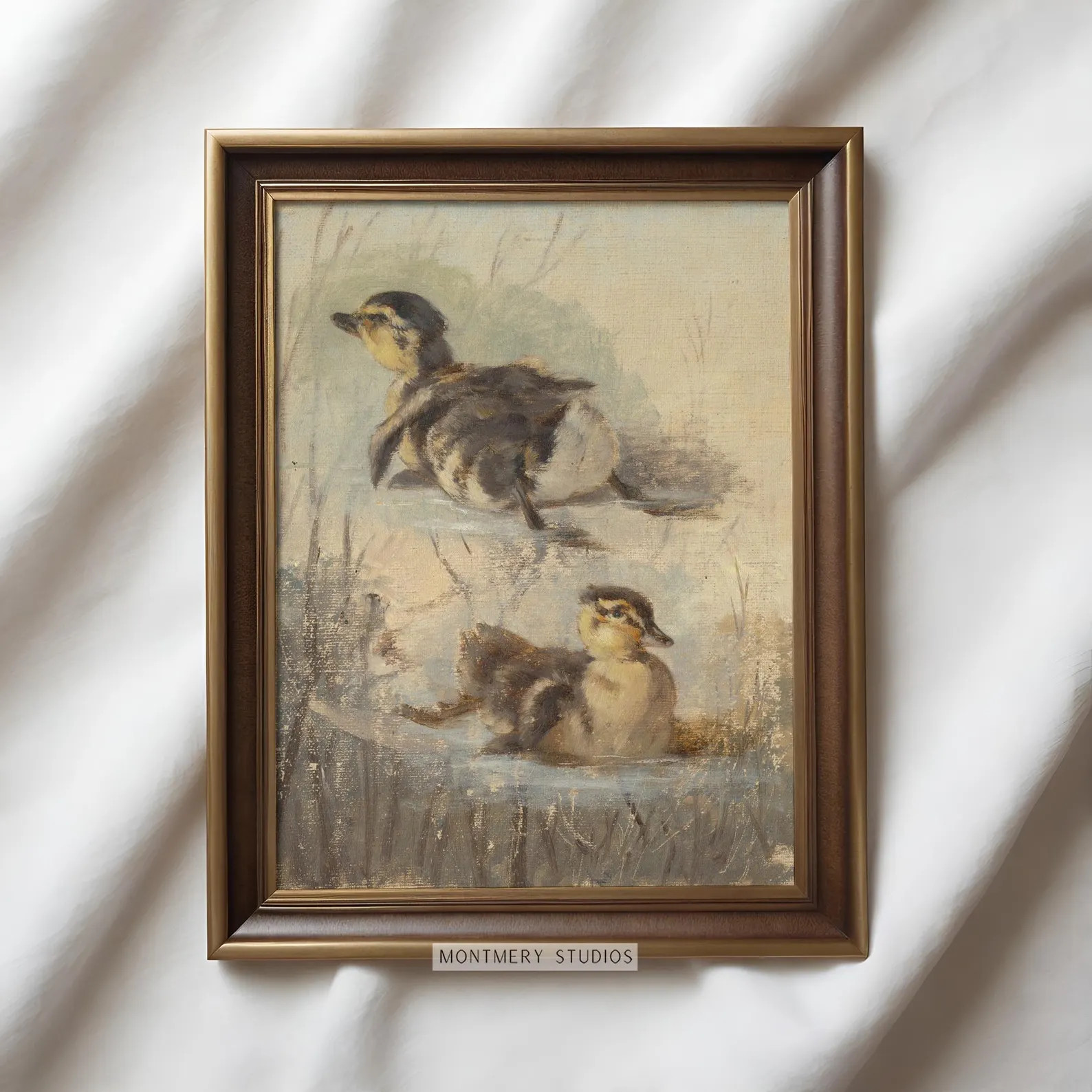 Vintage Baby Ducks Vertical Nursery Print, Ducks Swimming in Pond, Rustic Animal Wall Art, Farmho... | Etsy (Global)