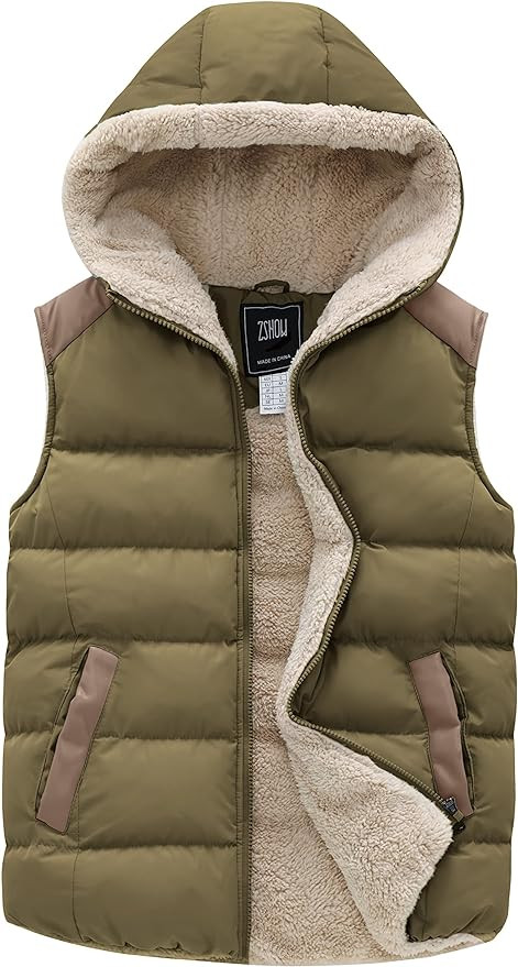 ZSHOW Women's Outerwear Vest Casual Thicken Qulited Winter Puffer Vest Hooded Warm Fleece Jacket | Amazon (US)