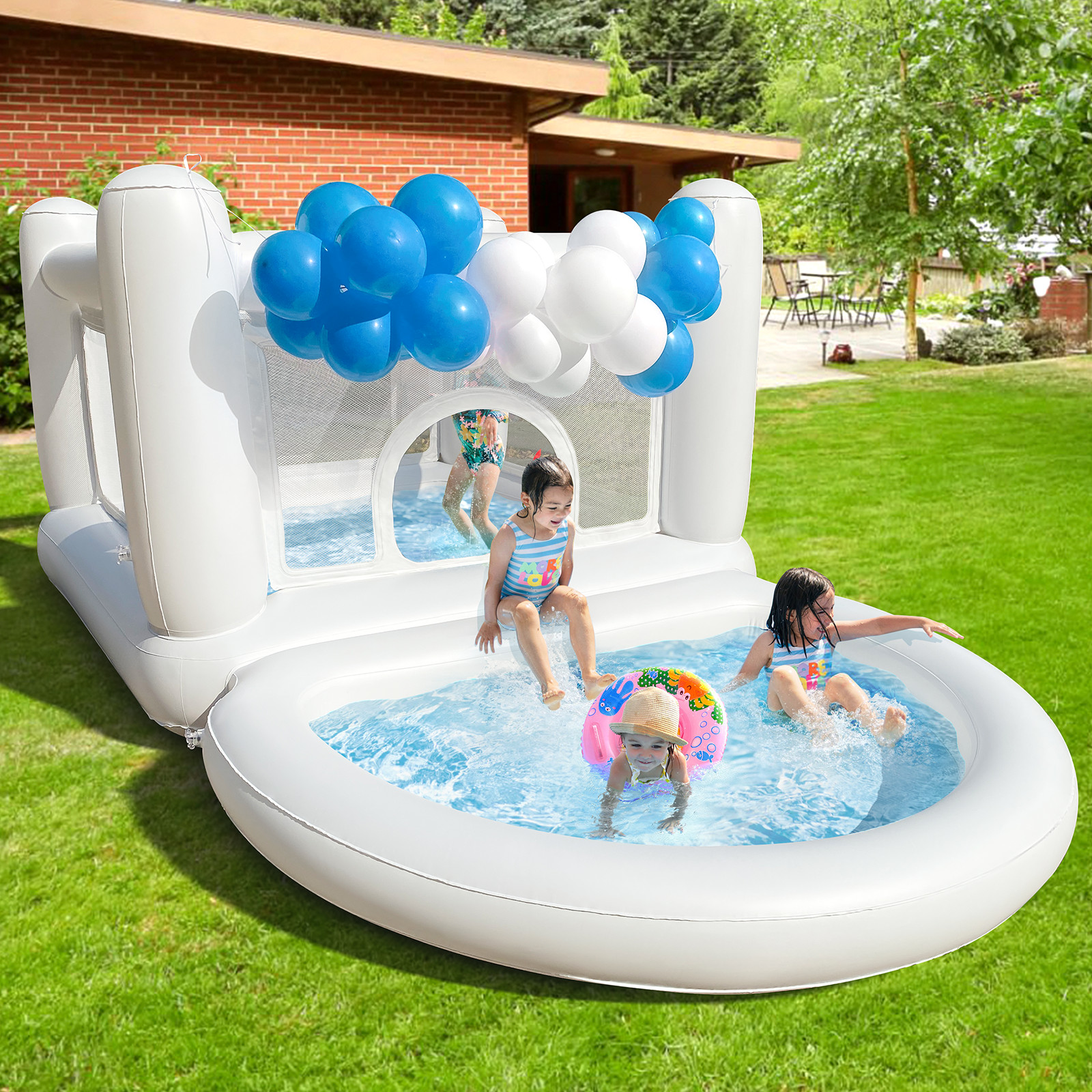 Inflatable Bounce House PVC Bouncy Castle with Detachable Air Cushion Ball Pait Dry & Wet Use, Pe... | Walmart (US)