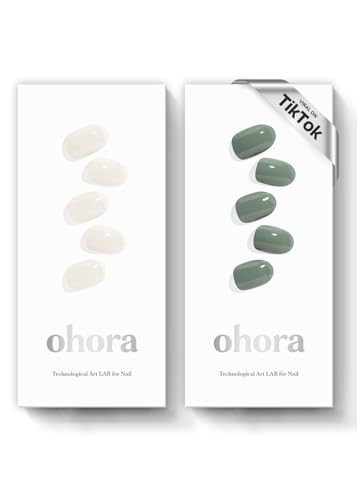 ohora Bundle Set (Pure Lush Duo) - N Cream Leaf and N Cream Cotton Semi-Cured Gel Nail Strips, Works with Any UV/LED Lamps, Salon-Quality, Long Lasting, Easy to Apply & Remove | Amazon (US)