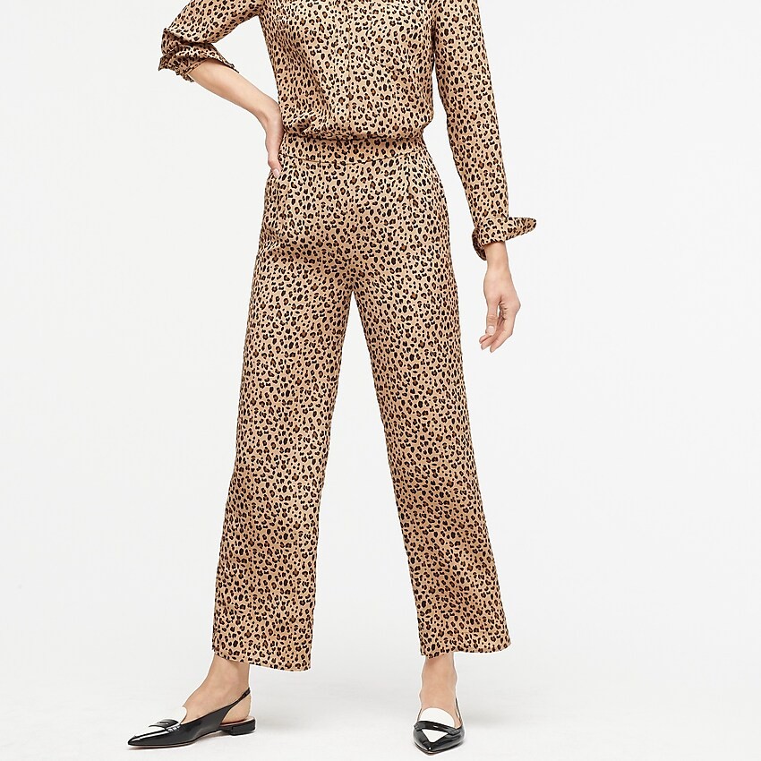 Relaxed pull-on cropped pant in leopard print | J. Crew US