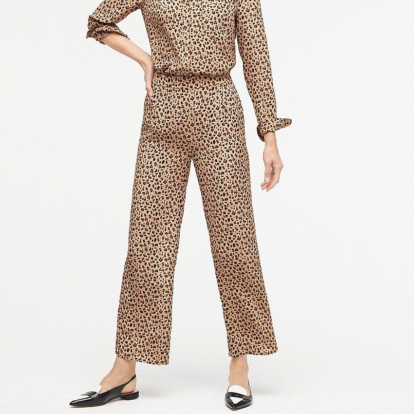 Relaxed pull-on cropped pant in leopard print | J.Crew US