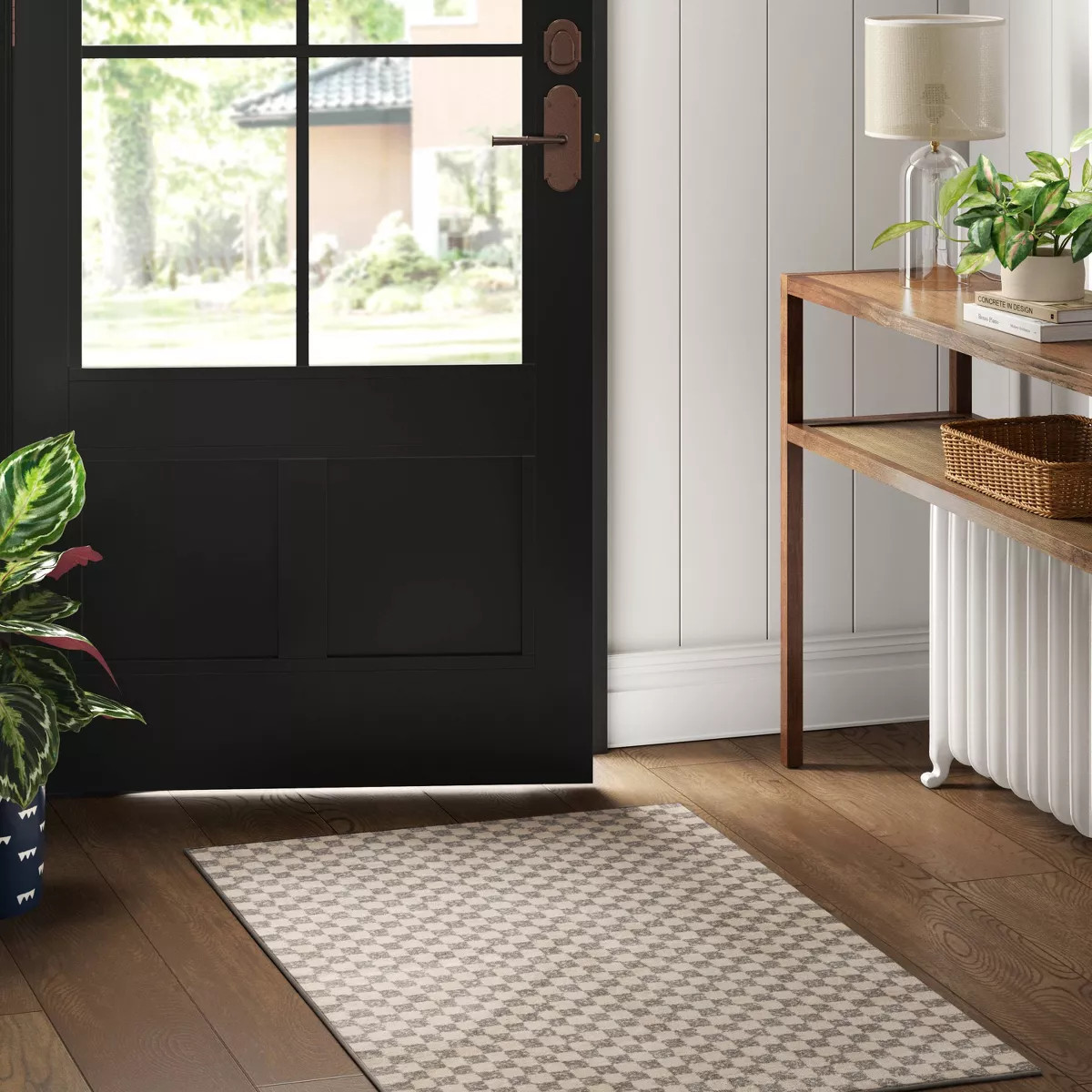 2'6"x4' Washable Checkerboard Plush Accent Rug - Threshold™: Indoor Gray Medium Pile, Skid-Resi... | Target