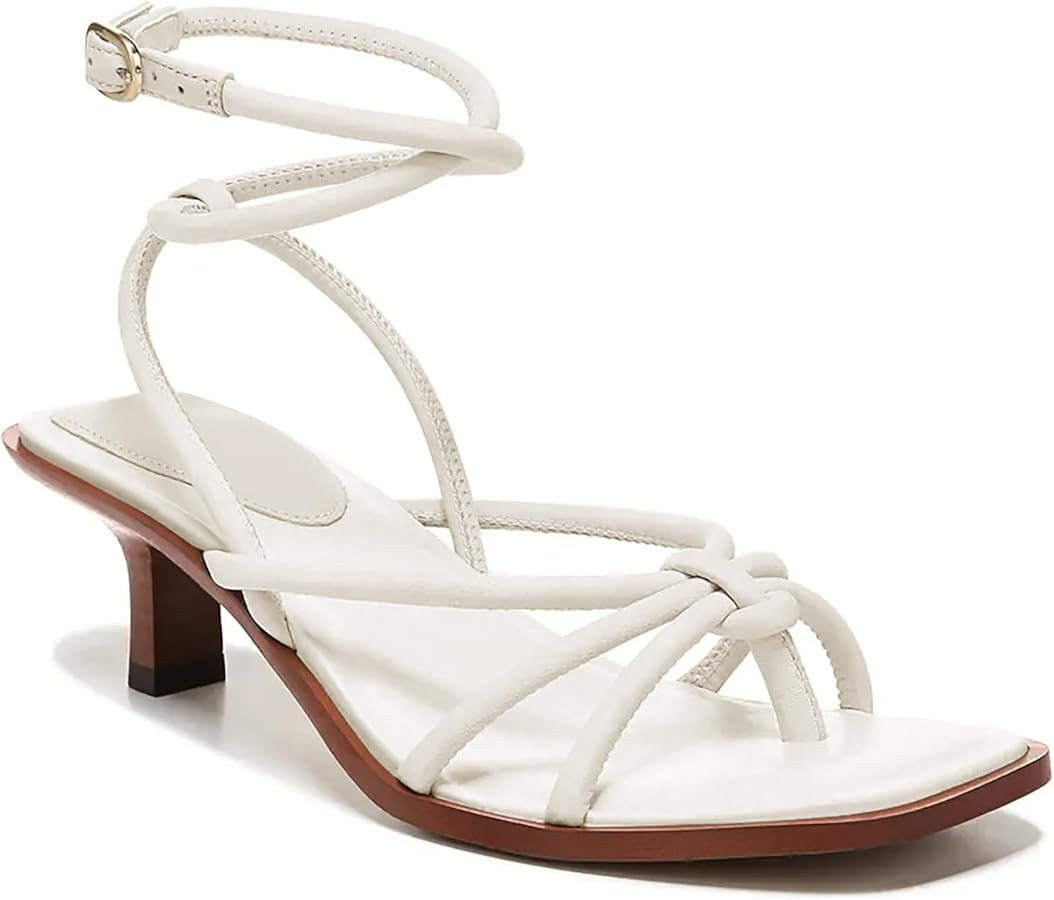 Coutgo Womens Strappy Heels Sandals Thong Gladiator Square Open Toe Low Kitten Heeled Criss Cross... | Amazon (US)