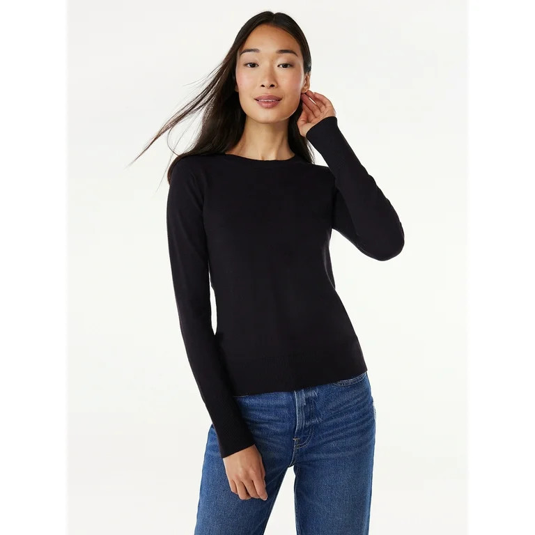 Free Assembly Women’s Crewneck Sweater with Long Sleeves, Midweight, Sizes XS-XXL - Walmart.com | Walmart (US)