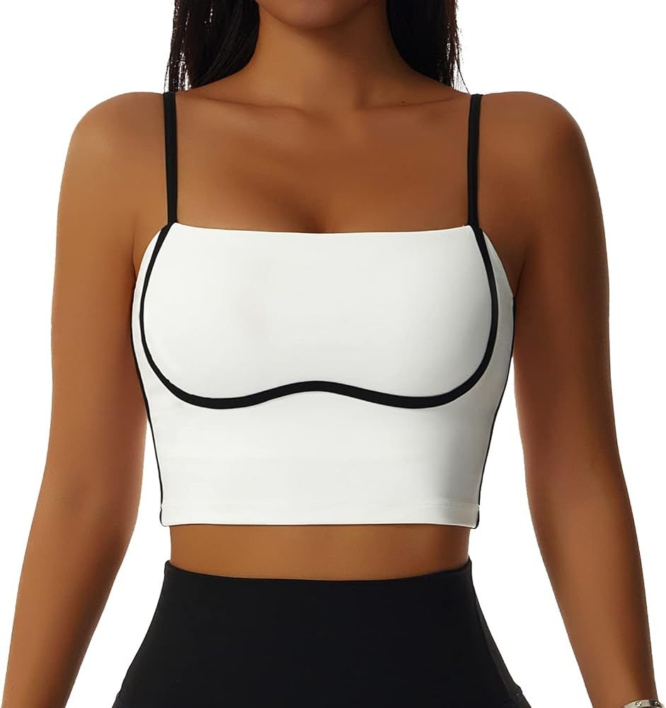 Netribaru Sleeveless Spaghetti Strap Padded Sports Bra Nude Sense Yoga Bra Tight Running Sports Underwear… | Amazon (CA)