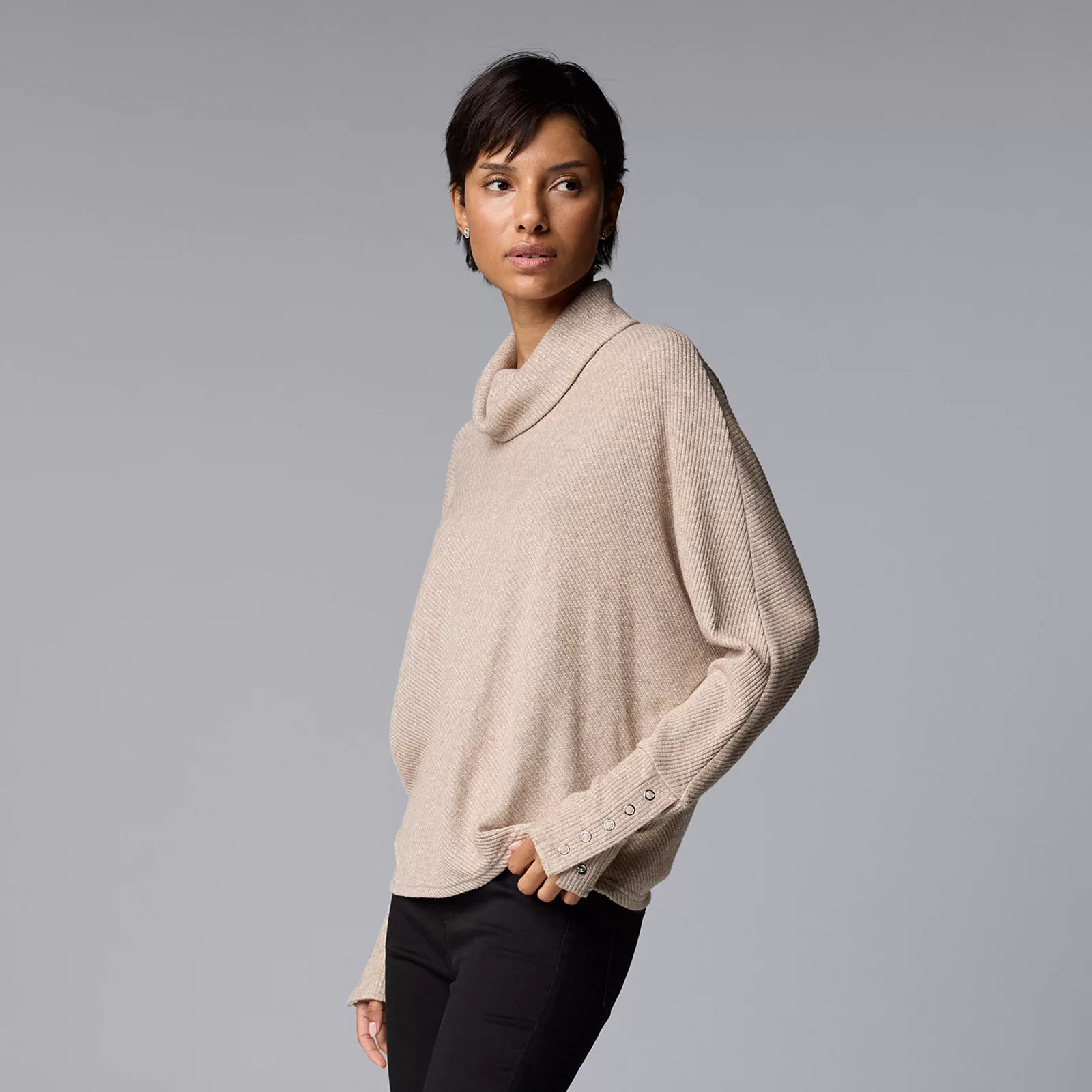 Women's Simply Vera Vera Wang Cozy Cowlneck Knit Top, Size: XS, Medium Quicksand Heath | Kohl's