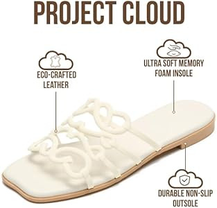 Project Cloud Womens Sandals with Memory Foam - Eco Crafted Leather Sandals for Women 2026 - Flat... | Amazon (US)