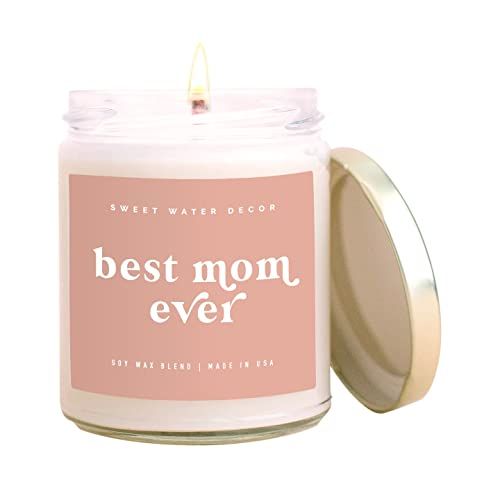 Sweet Water Decor, Best Mom Ever on Blush Label | Sea Salt, Jasmine, Cream, and Wood Scented Soy ... | Amazon (US)