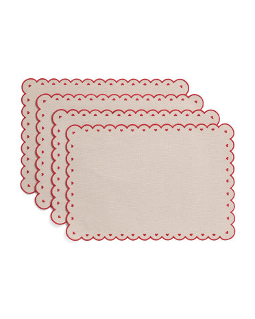 13x19 Set Of 4 Scalloped Valentine's Day Placemats | TJ Maxx