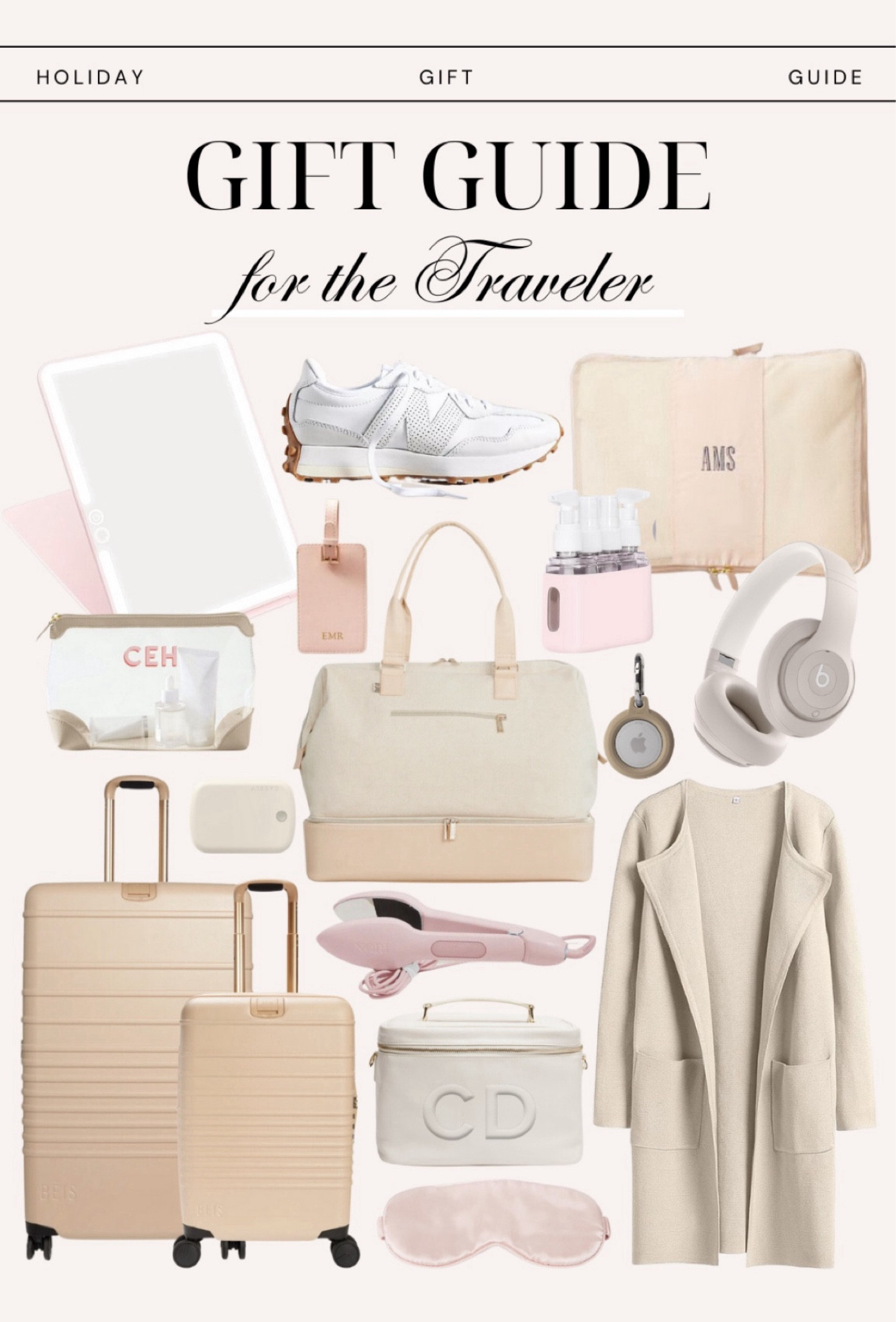 Travel gift guide, Jetsetter gift guide, traveler gift guide, Beis suitcase, luggage, travel mirror, The Weekender bag, travel cardigan, Amazon finds, personalized gifts, pouches, packing cubes, steamer, sneakers #LTKHoliday

#LTKSeasonal #LTKWatchNow #LTKGiftGuide