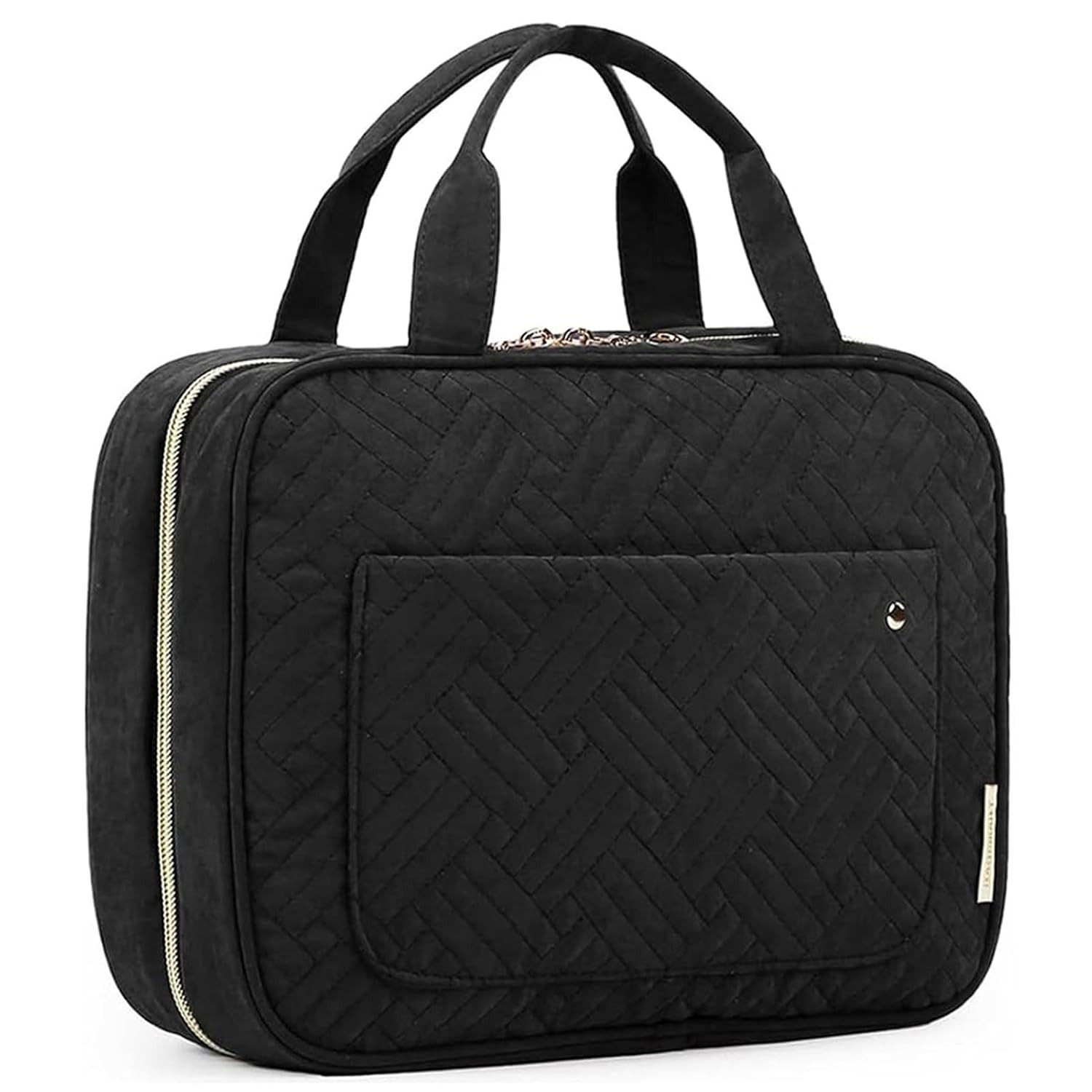 BAGSMART Toiletry Bag Travel Bag with Hanging Hook, Water-resistant Makeup Cosmetic Bag Travel Organizer for Accessories, Shampoo, Full-size Container, Toiletries (Black, Medium) | Amazon (US)