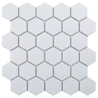 WS Tiles Porcelain Perfection White 11-in x 11-in Matte Porcelain Hexagon Floor and Wall Tile (9.... | Lowe's