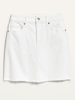 High-Waisted Button-Fly Cut-Off Jean Skirt for Women | Old Navy (CA)