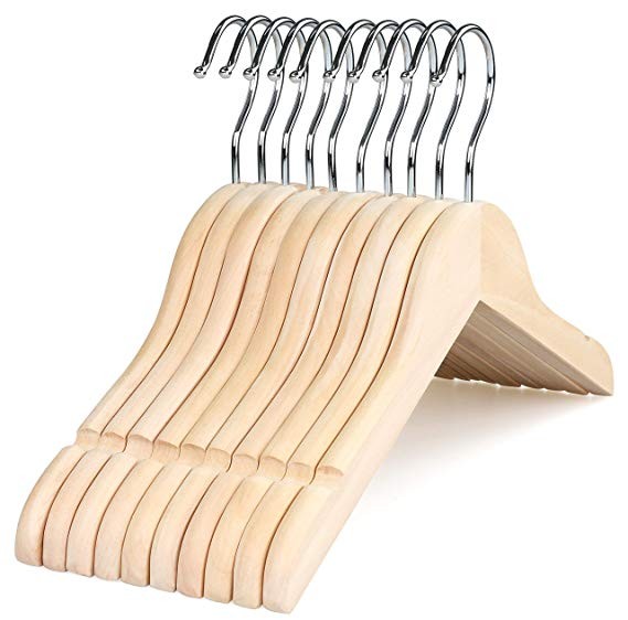 TOPIA HANGER Natural Kids Children Baby Wood Wooden Clothes Dress Shirt Hangers with No Painting ... | Amazon (US)