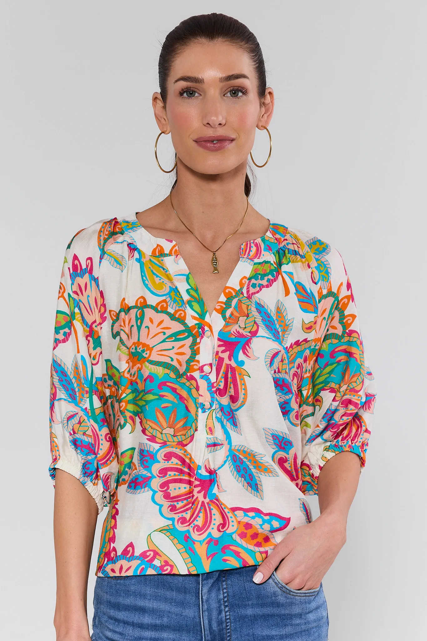 Primrose Multicolor Floral Print Top | Avara