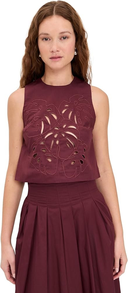 Dress To Women's Cotton Blouse Foliage Embroidery Top | Amazon (US)
