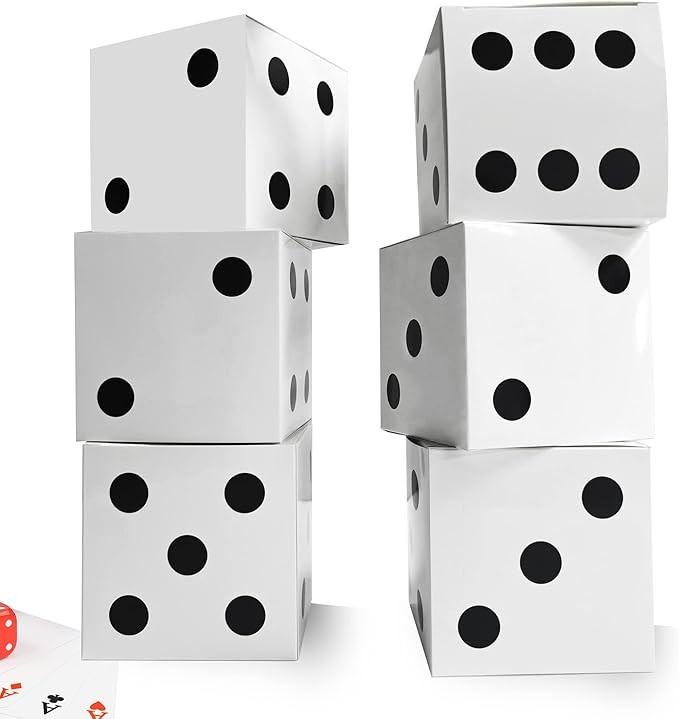 Eylola 6 Pcs White Dice Favor Boxes 8 x 8 x 8 Inch dice Boxes Bulk for centerpieces Casino Party ... | Amazon (US)