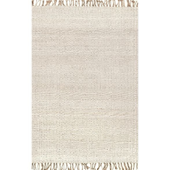 5'x8' Rectangle Hand Made Loomed Solid Jute Area Rug Off-White - nuLOOM | Target