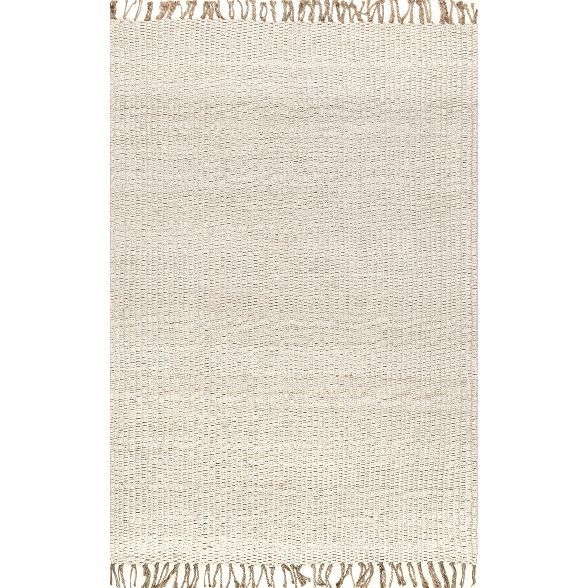 5'x8' Rectangle Hand Made Loomed Solid Jute Area Rug Off-White - nuLOOM | Target
