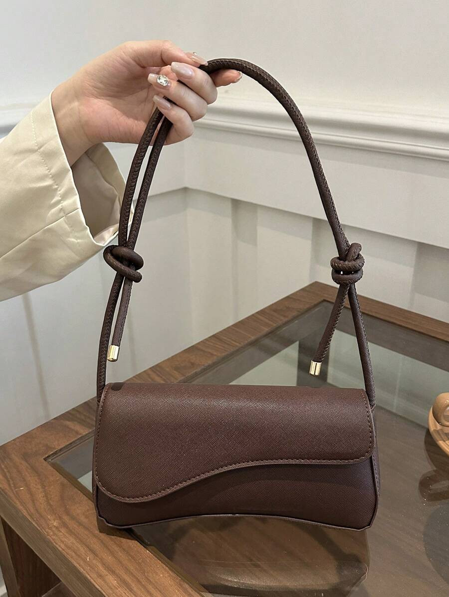Fashionable Solid Color Asymmetrical Flap Adjustable Shoulder Bag, Suitable For Shopping, Wallets... | SHEIN