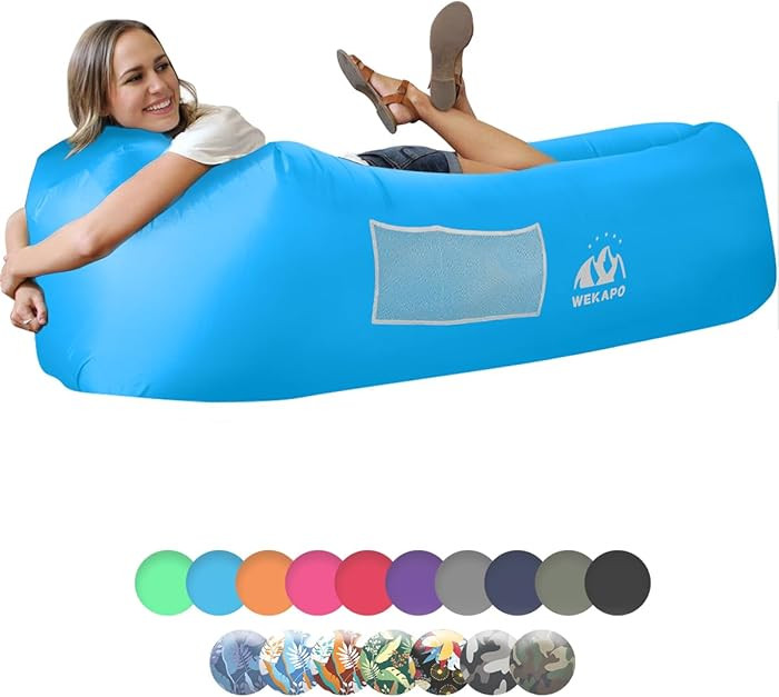 WEKAPO Inflatable Couch Air Lounger Chair - Camping & Beach Accessories, Portable Blow up Sofa fo... | Amazon (US)