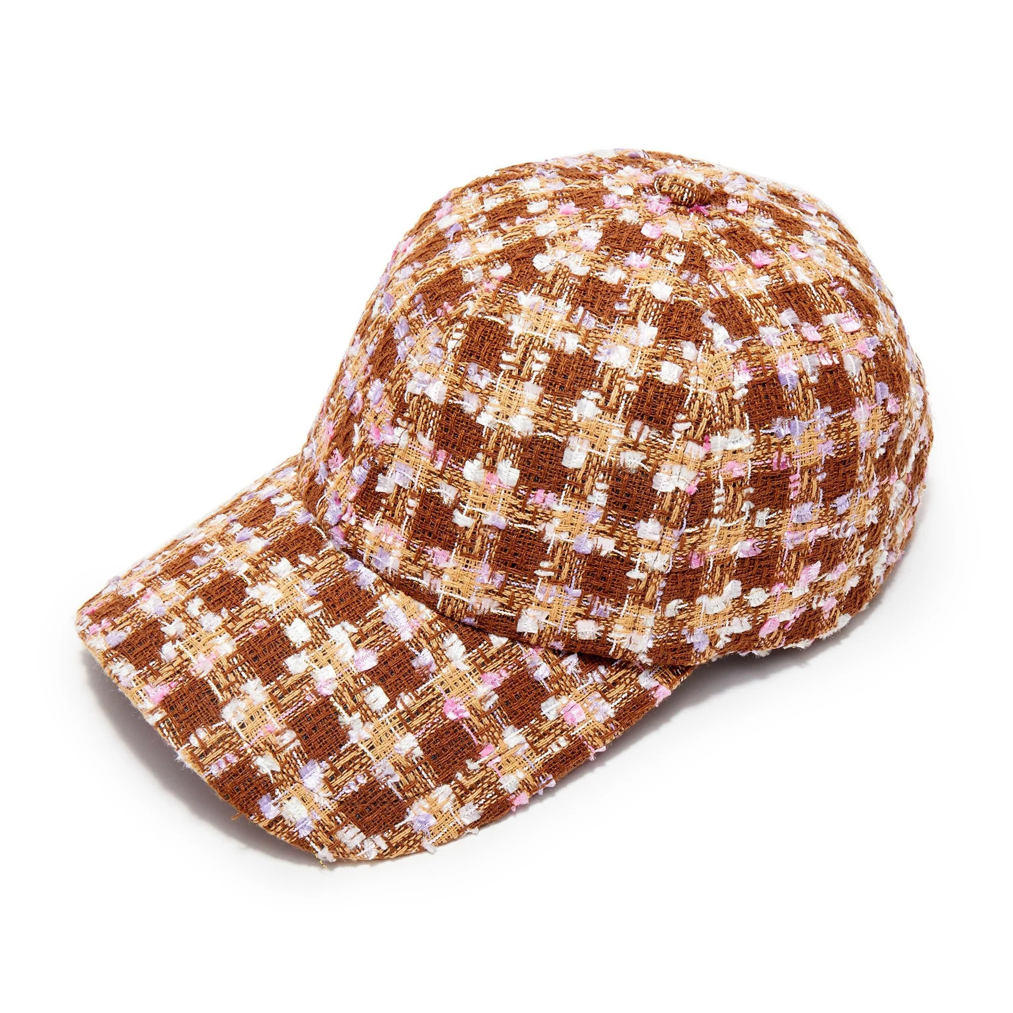 HICKORY CHECK BOUCLE CHECK BASEBALL CAP | LELE SADOUGHI