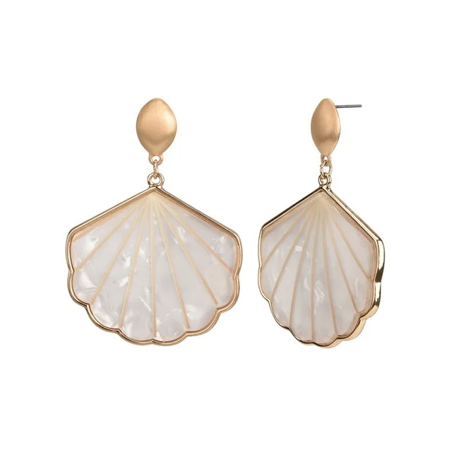 Time and Tru Female Adult Gold-Tone Faux Shell Shaped Drop Earring | Walmart (US)