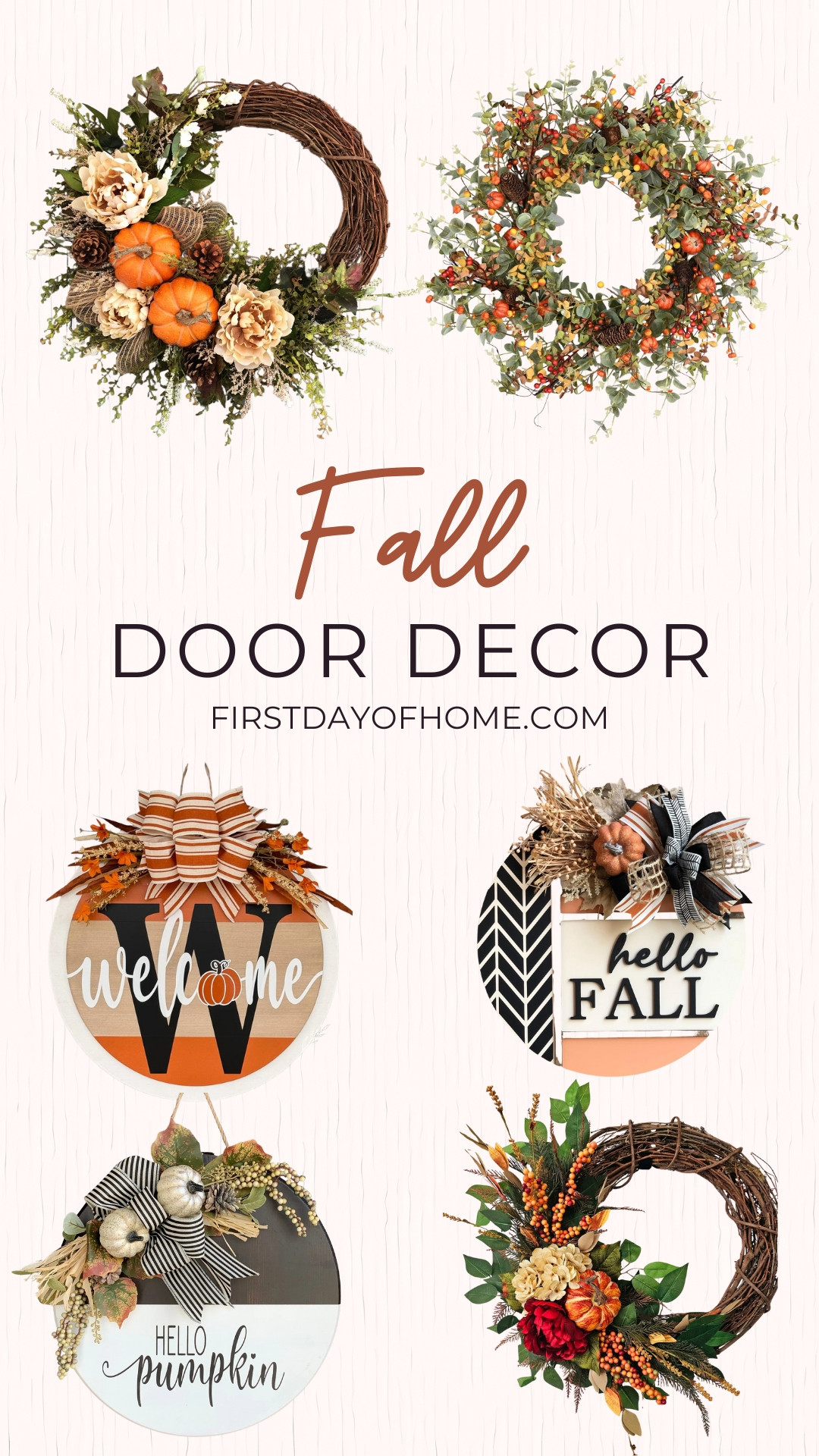 Beautiful fall wreaths and fall door hangers to decorate the front porch for the season. You'll find classic wreaths with pumpkins and flowers as well as modern door hangers with welcome signs. #fallwreaths #falldoorhangers 

 #LTKSeasonal #LTKHome