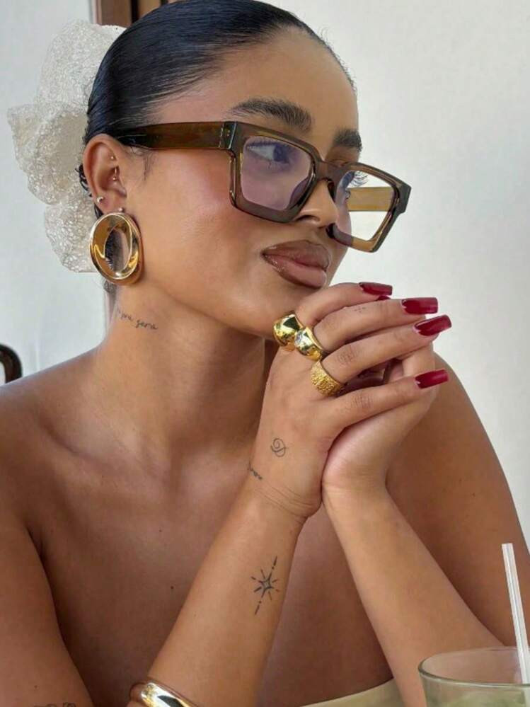 1pc Square Frame Glasses Fashion Non-Prescription Glasses High Color EyeGlasses Accessories For Women | SHEIN