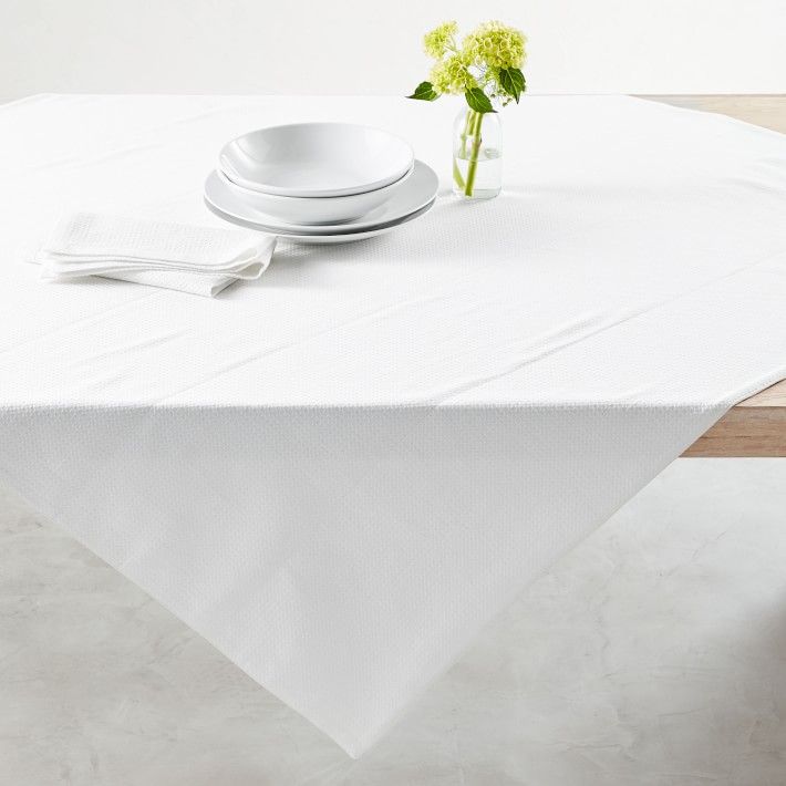 Waffle Weave Table Throw, 50&amp;quot; X 50&amp;quot;, White | Williams-Sonoma