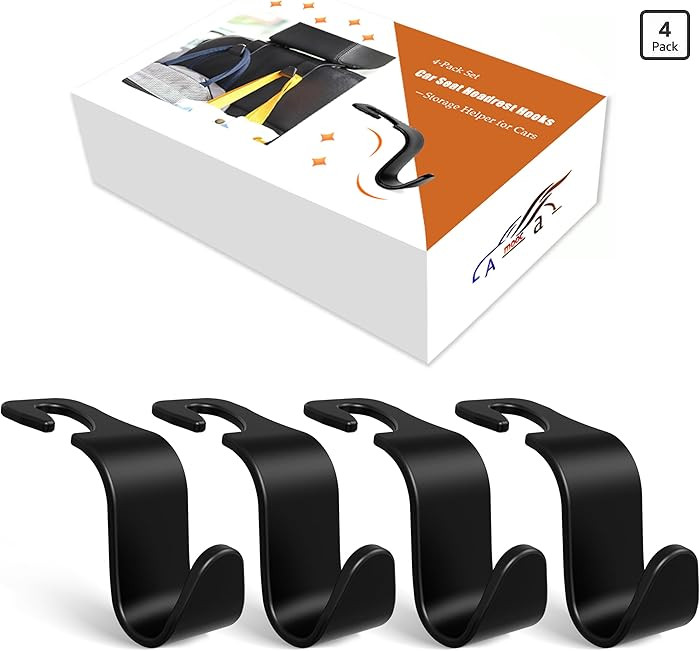 Amooca 4-Pack Car Headrest Hooks Vehicle Storage Organizer for Purses Handbags Groceries Backpack... | Amazon (US)